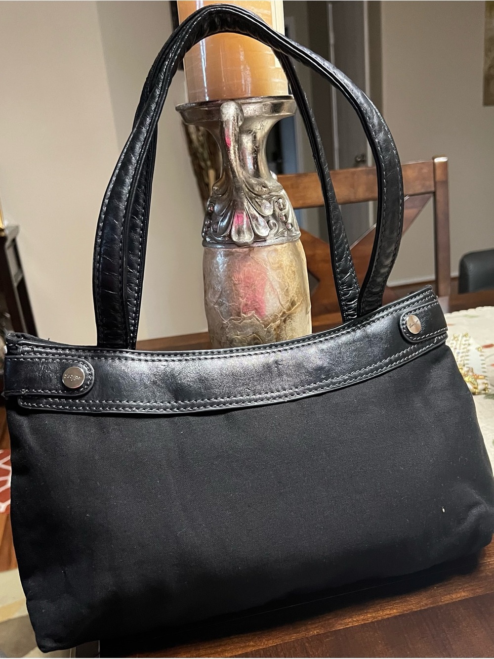 Thirty-one Black Shoulder Bag with Leather Trim